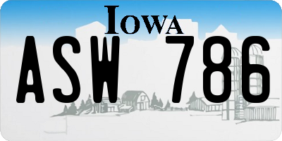 IA license plate ASW786