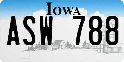 IA license plate ASW788