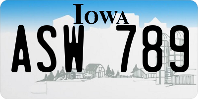 IA license plate ASW789