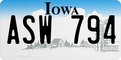 IA license plate ASW794