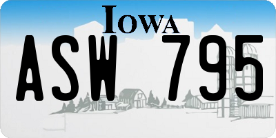 IA license plate ASW795