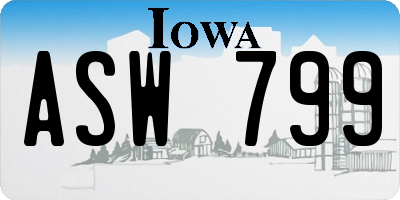 IA license plate ASW799