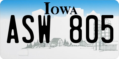 IA license plate ASW805