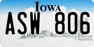 IA license plate ASW806