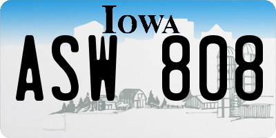 IA license plate ASW808