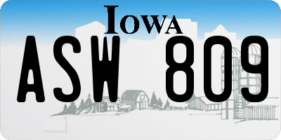 IA license plate ASW809