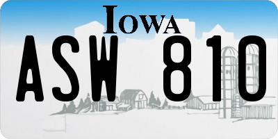IA license plate ASW810