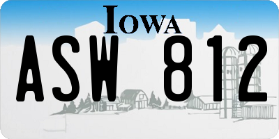 IA license plate ASW812