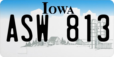IA license plate ASW813