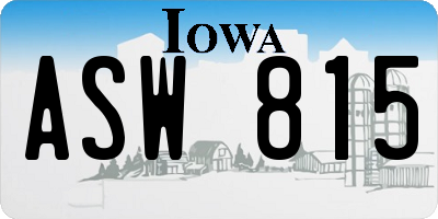 IA license plate ASW815
