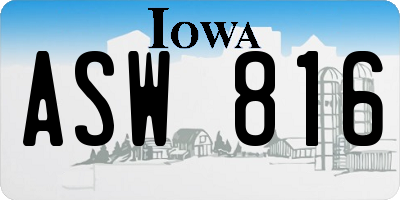 IA license plate ASW816