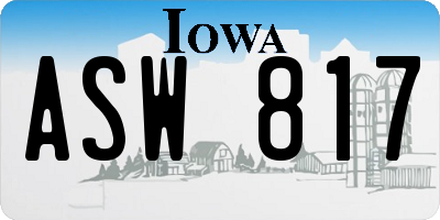 IA license plate ASW817