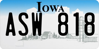 IA license plate ASW818