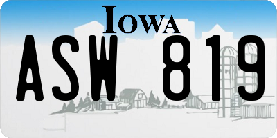 IA license plate ASW819