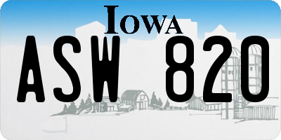 IA license plate ASW820