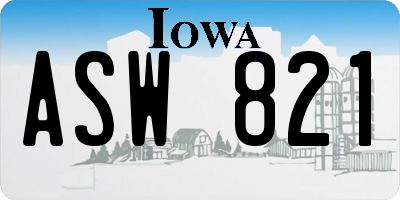 IA license plate ASW821