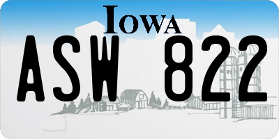 IA license plate ASW822