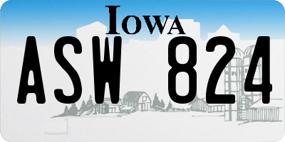 IA license plate ASW824