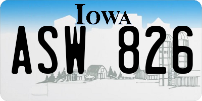 IA license plate ASW826