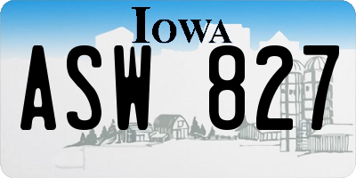 IA license plate ASW827