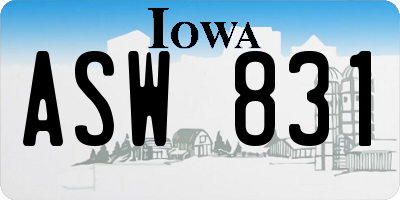 IA license plate ASW831