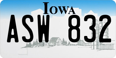IA license plate ASW832