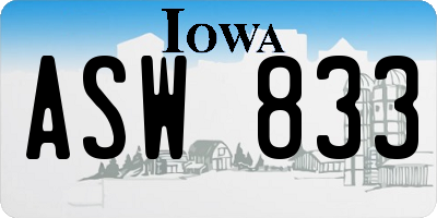 IA license plate ASW833