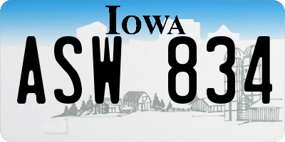 IA license plate ASW834