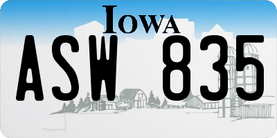 IA license plate ASW835