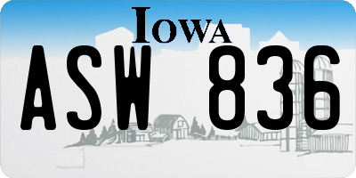 IA license plate ASW836