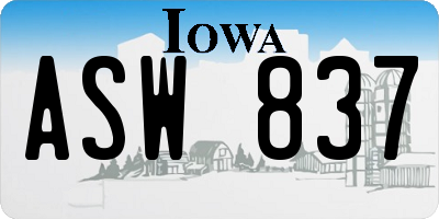 IA license plate ASW837