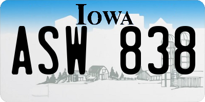 IA license plate ASW838