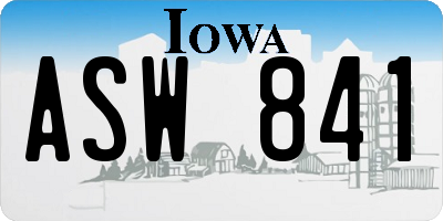IA license plate ASW841
