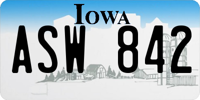 IA license plate ASW842