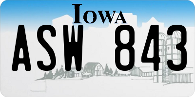 IA license plate ASW843
