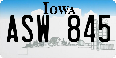 IA license plate ASW845