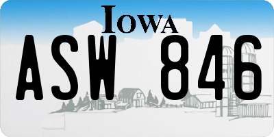 IA license plate ASW846
