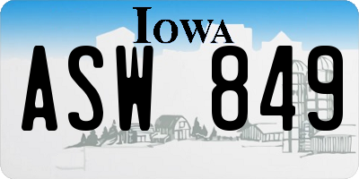 IA license plate ASW849