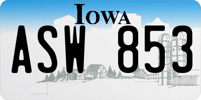 IA license plate ASW853