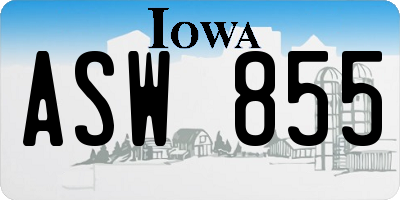 IA license plate ASW855