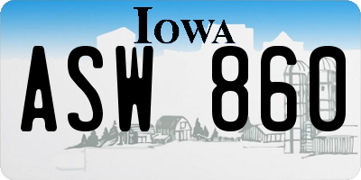IA license plate ASW860