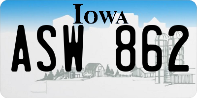 IA license plate ASW862