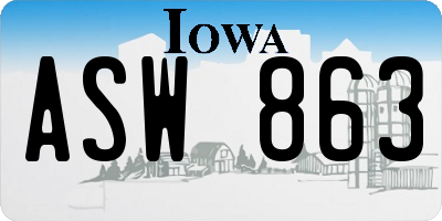 IA license plate ASW863