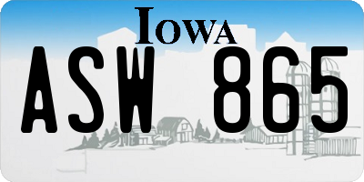 IA license plate ASW865
