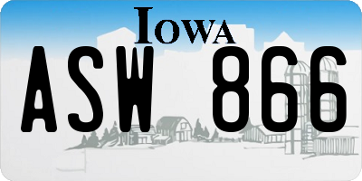IA license plate ASW866