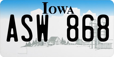 IA license plate ASW868