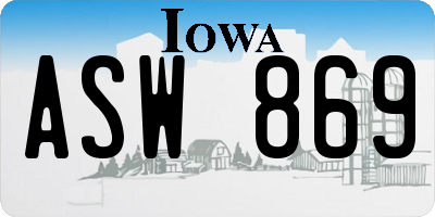 IA license plate ASW869