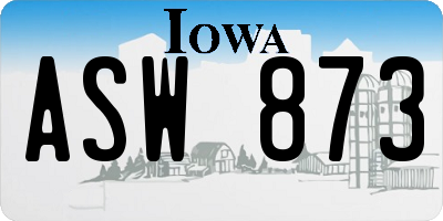 IA license plate ASW873