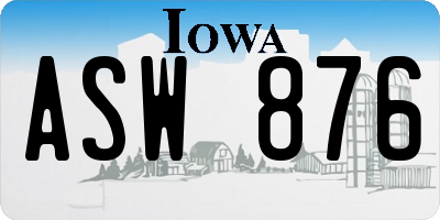 IA license plate ASW876