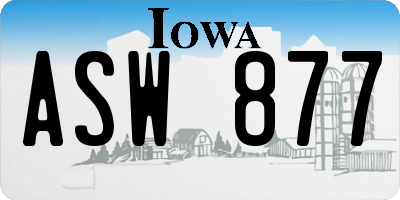 IA license plate ASW877